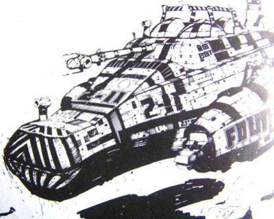Another Foss sketch. The nose and wings of the ship resemble those of the final design.