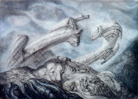 The grounded derelict. Image copyright HR Giger.