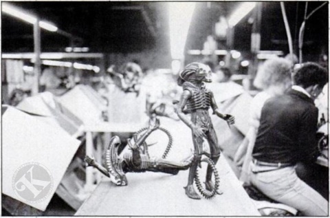 Alien figurines being packaged. From Cincinnati magazine, December 1979.